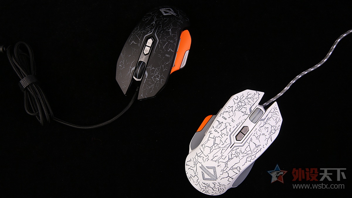 黑爵GT精英版游戏鼠标评测 黑白配色裂纹鼠标