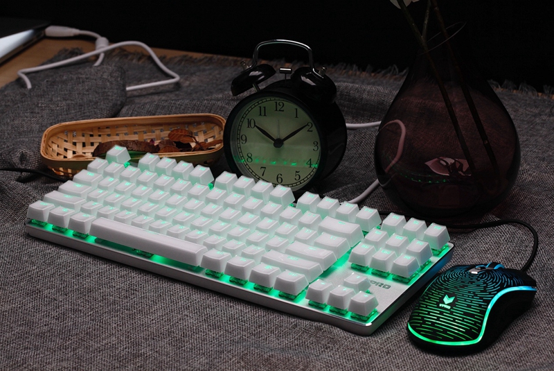 雷柏V500RGB冰晶版幻彩背光游戏机械键盘图赏