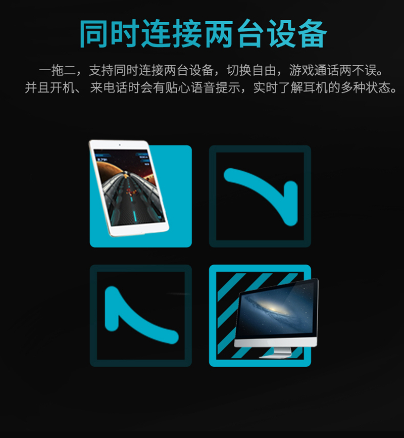运动+游戏,雷柏VM210颈挂式蓝牙耳机详情