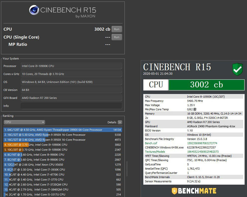 Core i9-10900KƵ5.4GHzͨR15     
