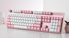 雷柏V500PRO草莓牛奶多模版无线游戏机械键盘